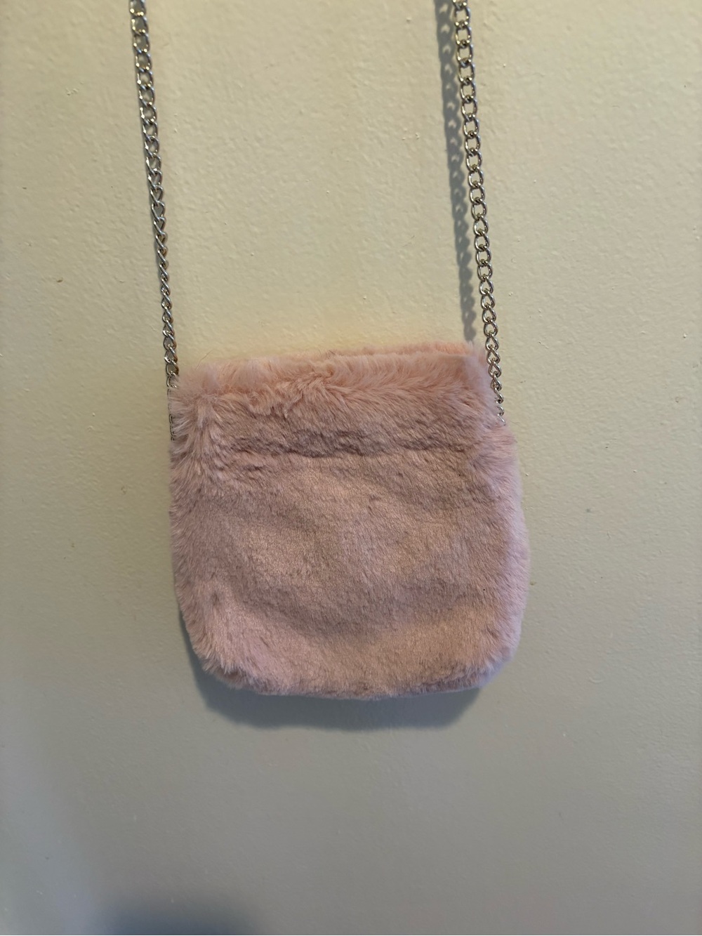 Mini Faux Fur Pink Purse 6x7”